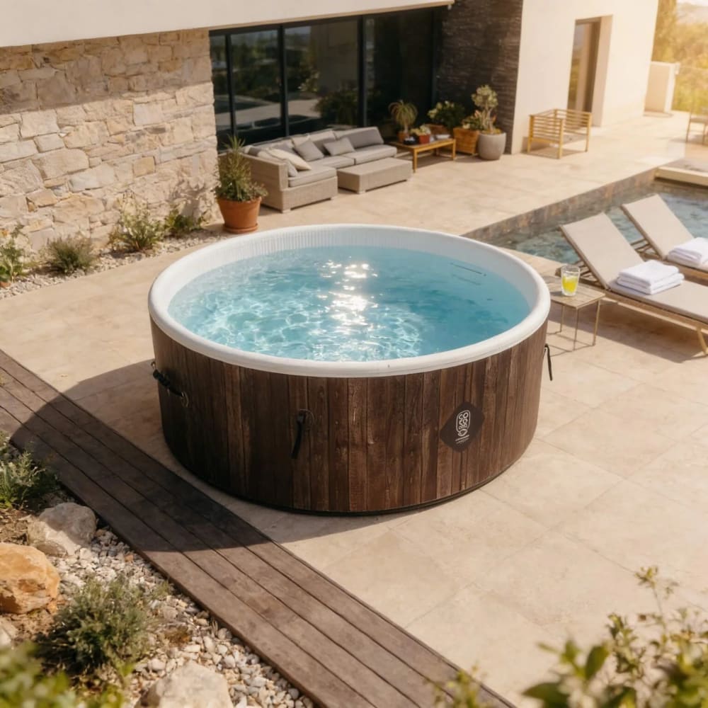 Piscine hors sol gonflable imitation bois 180cm