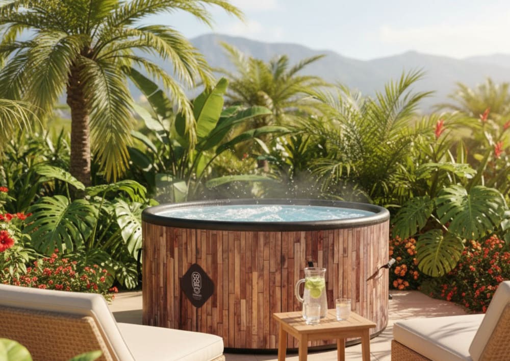 Spa gonflable chauffant & massant imitation bois 150cm