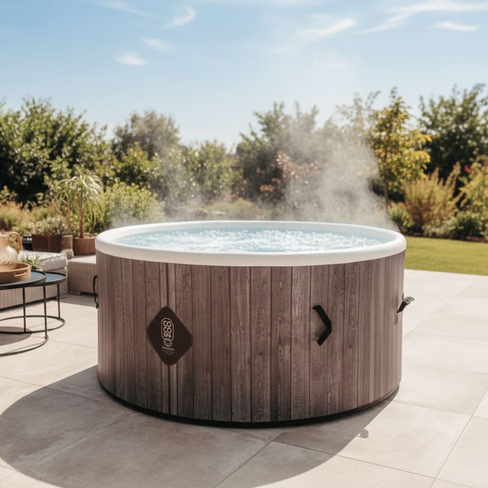 Spa gonflable chauffant & massant imitation bois 150cm