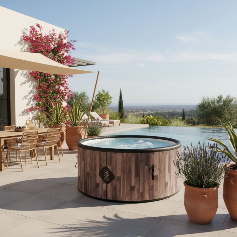 Spa gonflable chauffant & massant imitation bois 150cm