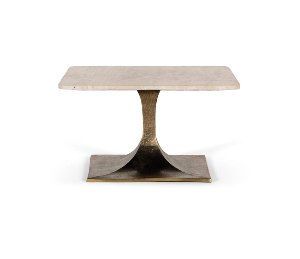 Table basse avec plateau en marbre et structure en bronze