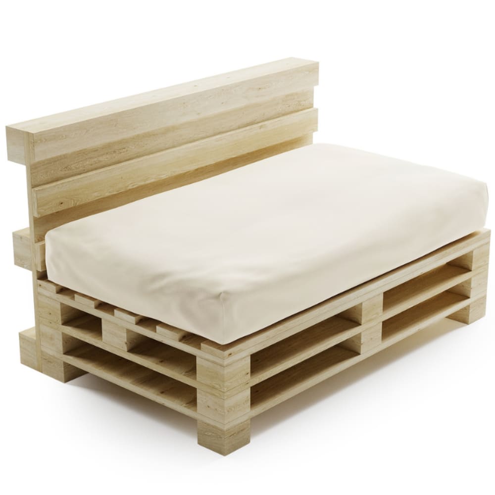 Coussin palette déhoussable imperméable assise 120 x 80 cm beige