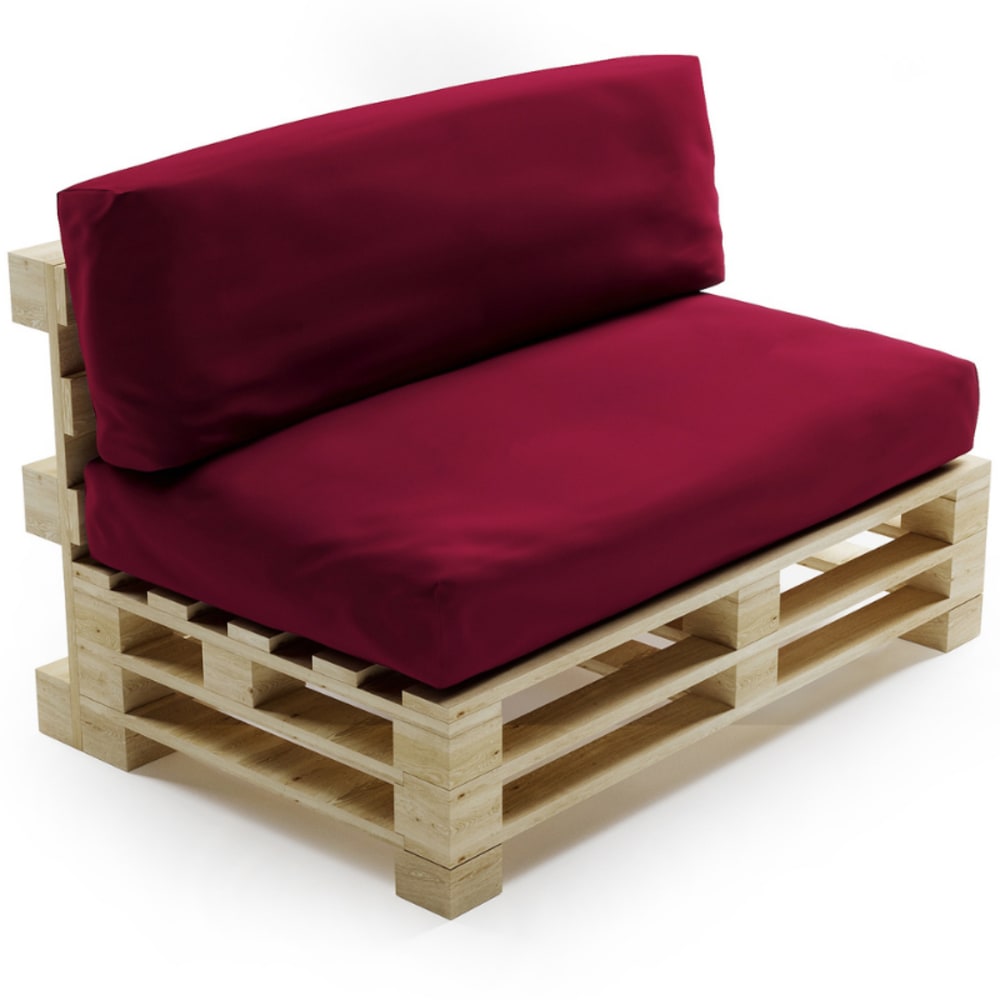 Coussins palette déhoussable imperméable lot rouge