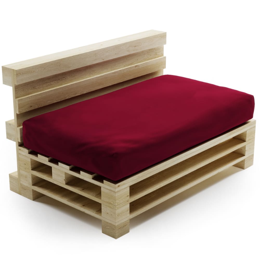 Coussin palette déhoussable imperméable assise 120 x 80 cm rouge