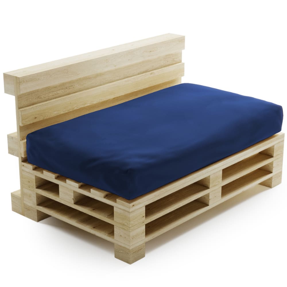 Coussin palette déhoussable imperméable assise 120 x 80 cm bleu