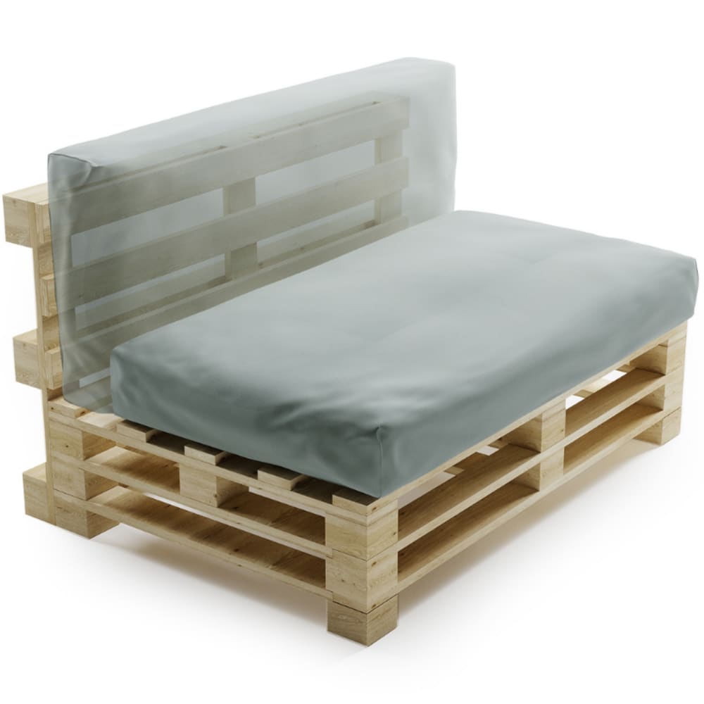Coussin palette déhoussable imperméable 120 x 60 cm gris clair