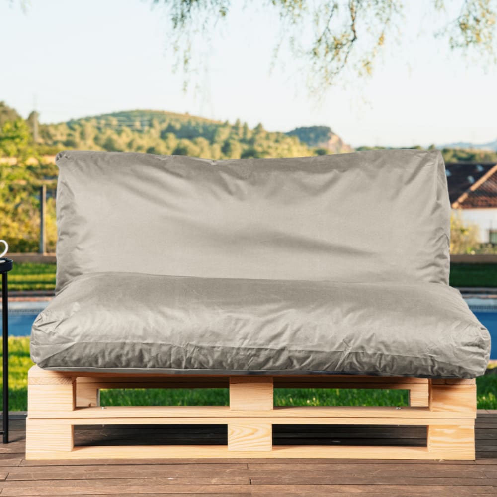 Coussin palette déhoussable imperméable 120 x 60 cm gris clair - Maisons du Monde