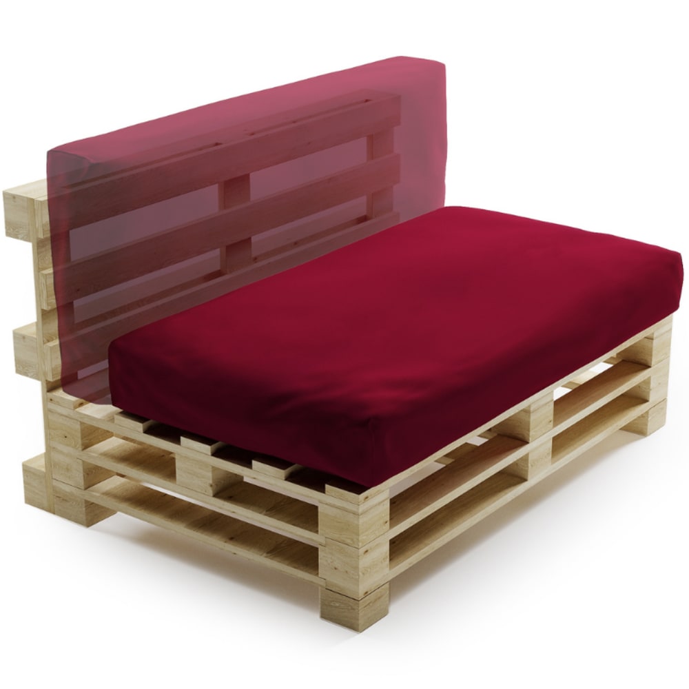 Coussin palette déhoussable imperméable 120 x 60 cm rouge