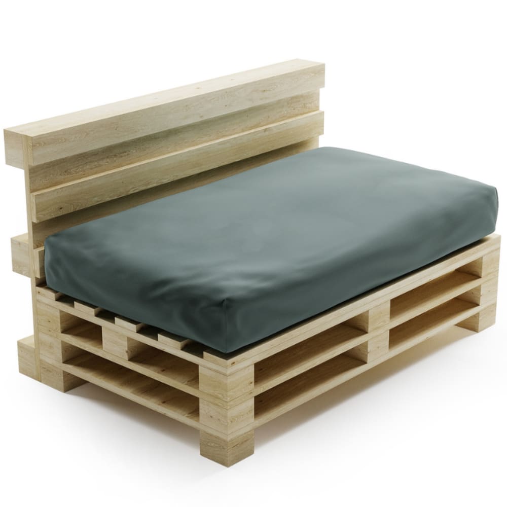 Coussin palette déhoussable imperméable assise 120 x 80 cm gris foncé