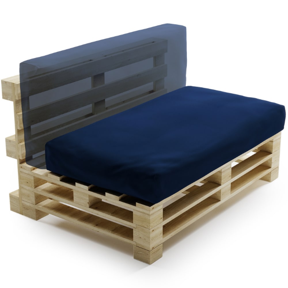 Coussin palette déhoussable imperméable 120 x 60 cm bleu