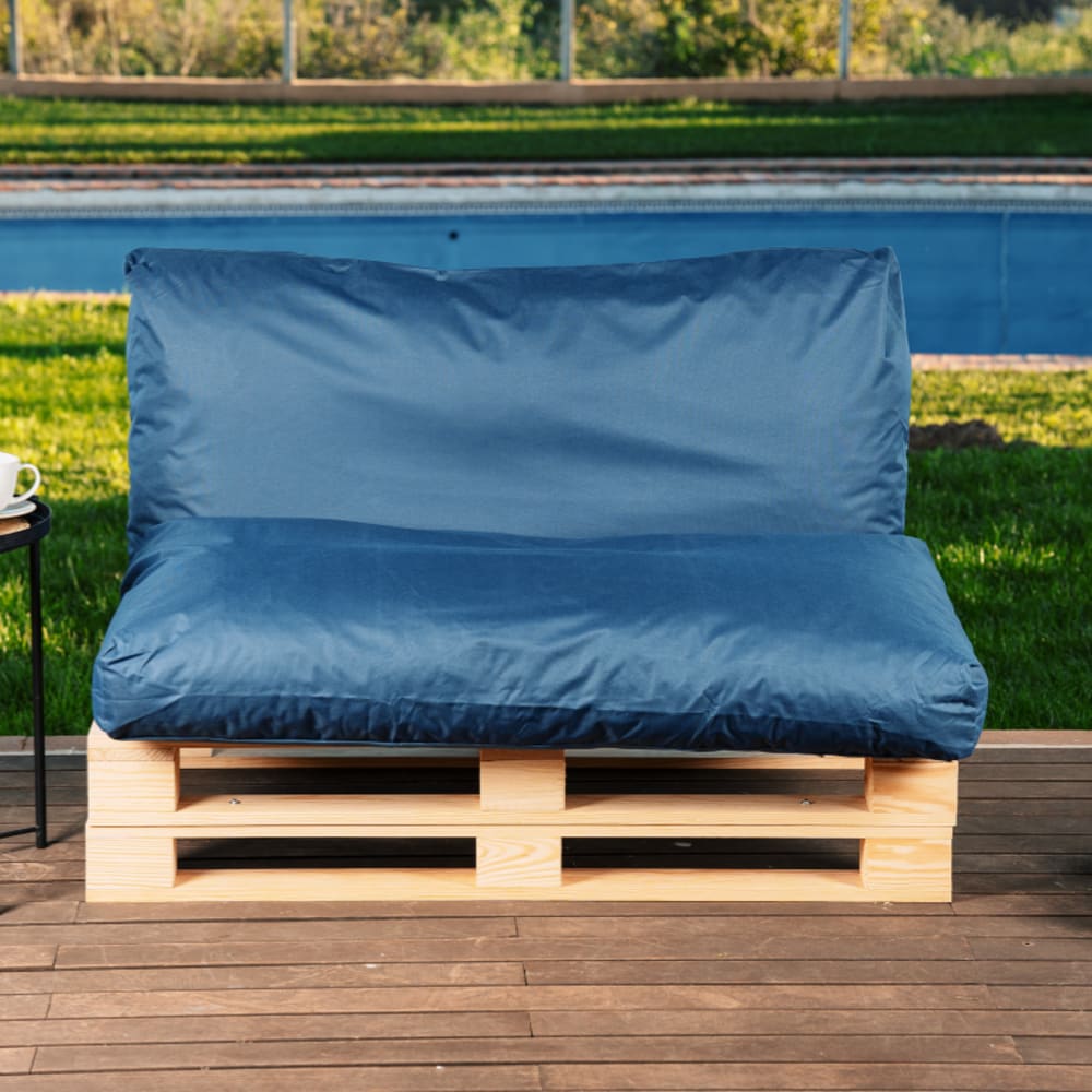 Coussin palette déhoussable imperméable 120 x 60 cm bleu - Maisons du Monde