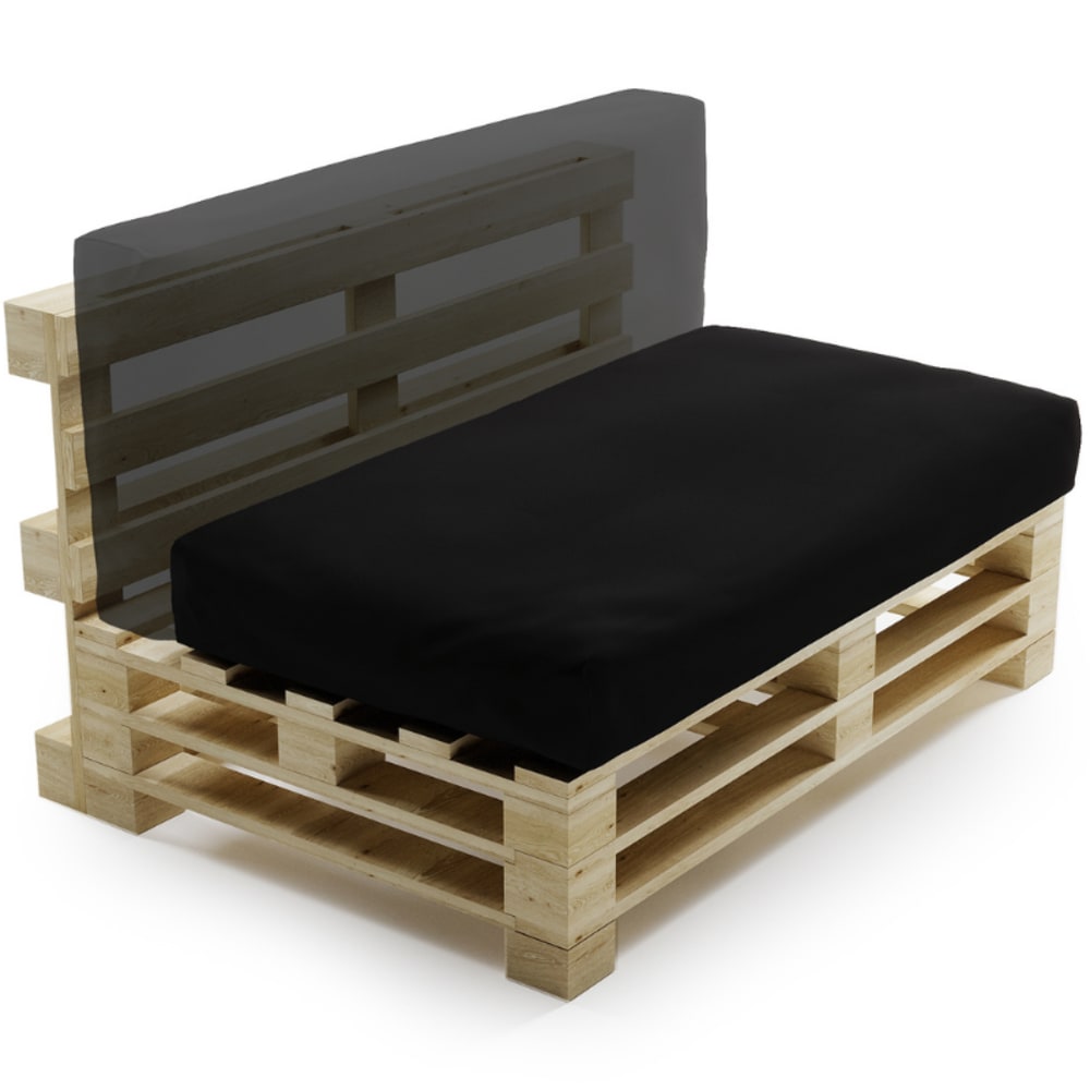 Coussin palette déhoussable imperméable 120 x 60 cm noir