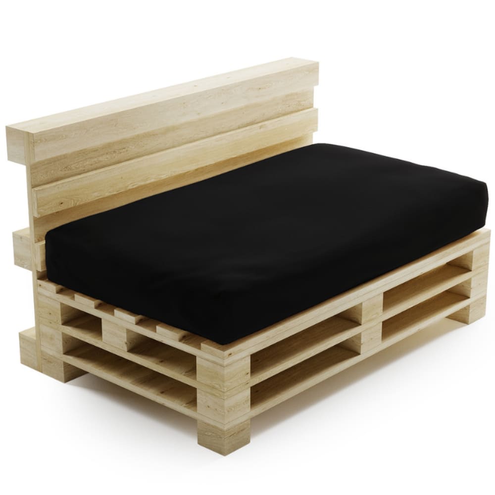 Coussin palette déhoussable imperméable assise 120 x 80 cm noir