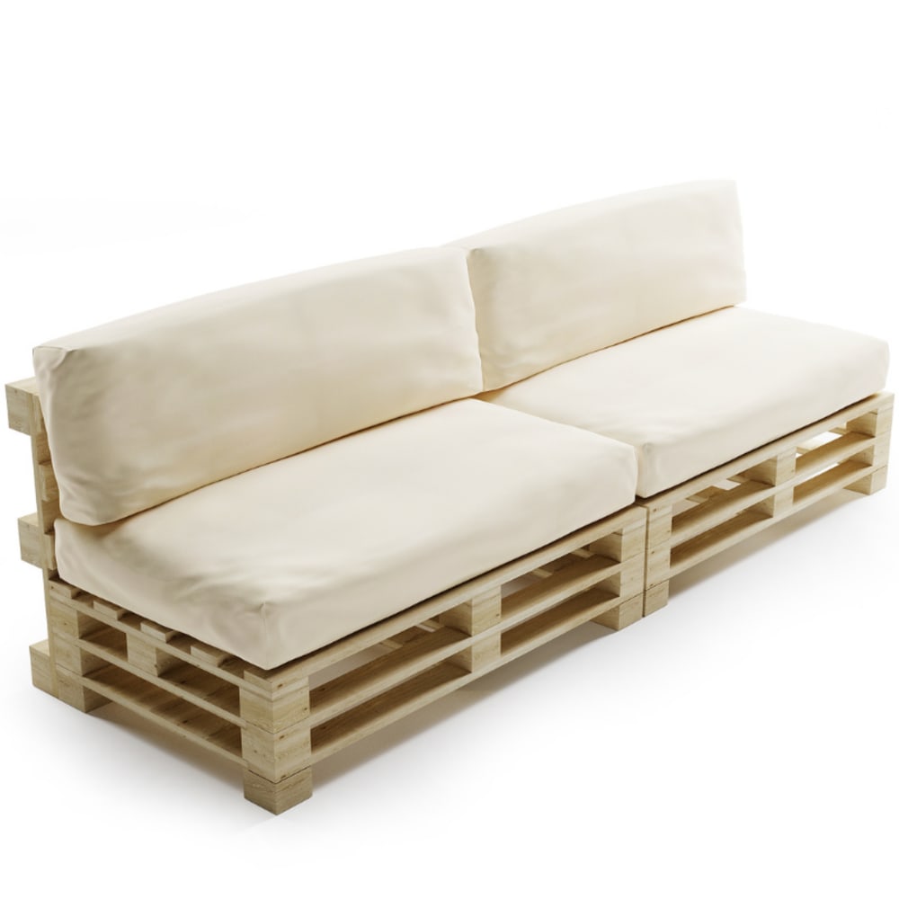 Coussins palette déhoussable imperméable lot x2 beige