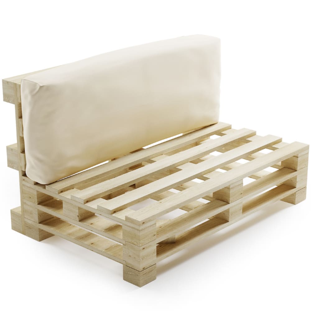 Coussin palette déhoussable imperméable dossier 120 x 40 cm beige