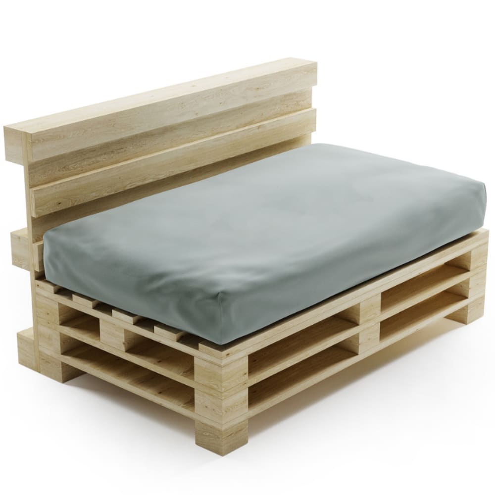 Coussin palette déhoussable imperméable assise 120 x 80 cm gris clair