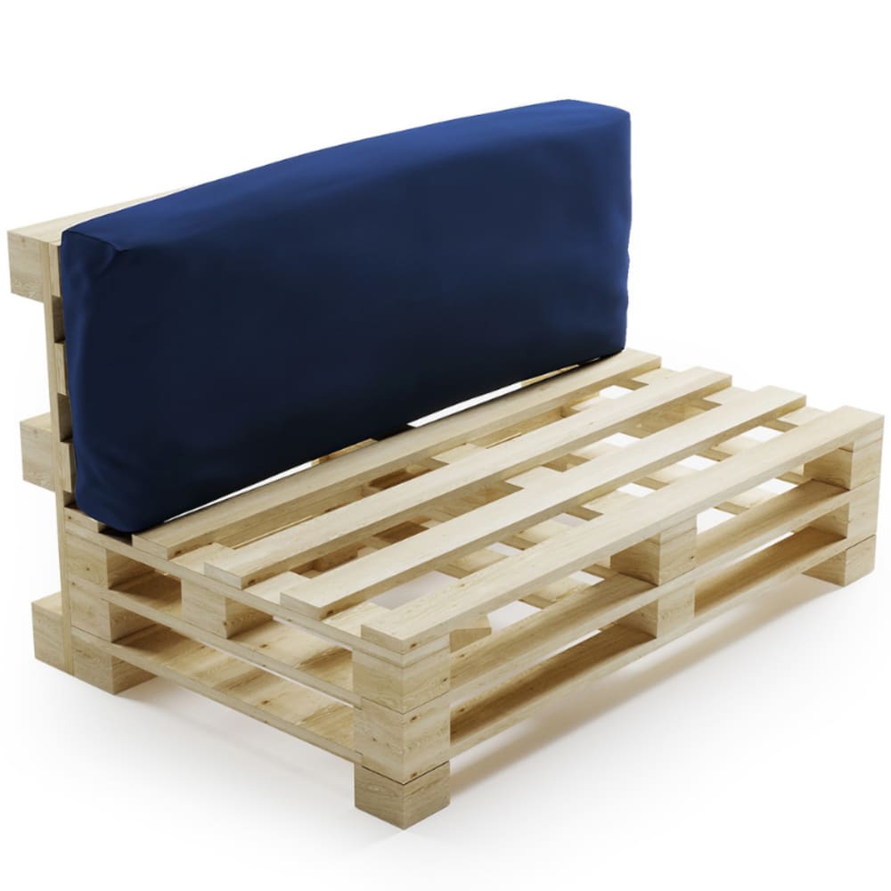 Coussin palette déhoussable imperméable dossier 120 x 40 cm bleu