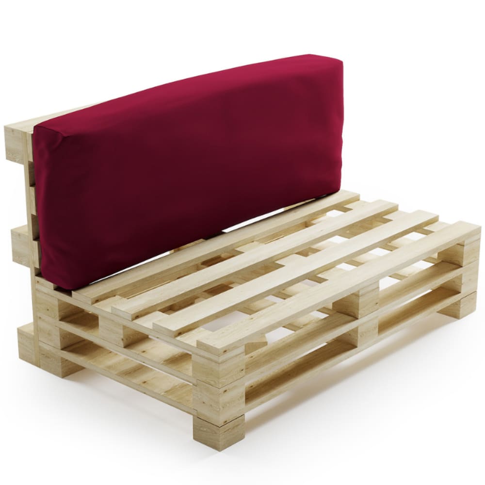 Coussin palette déhoussable imperméable dossier 120 x 40 cm rouge