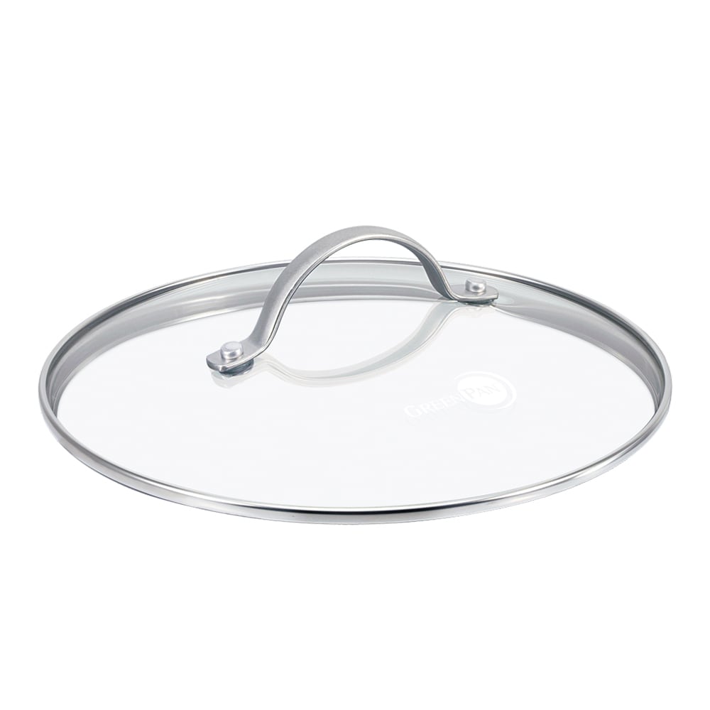 Couvercle 26 cm en verre bord inox transparent / cristal