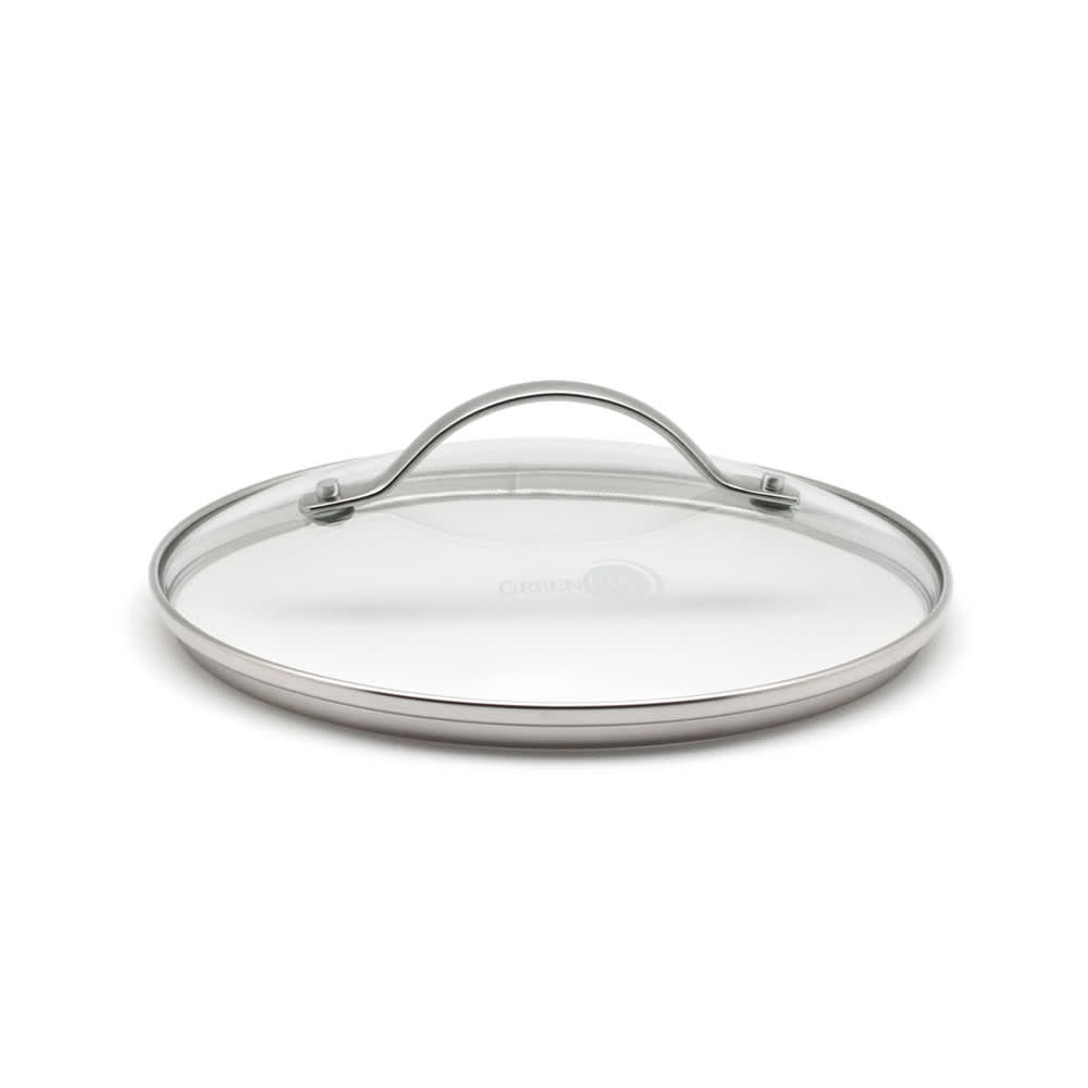 Couvercle 16 cm en verre bord inox transparent / cristal
