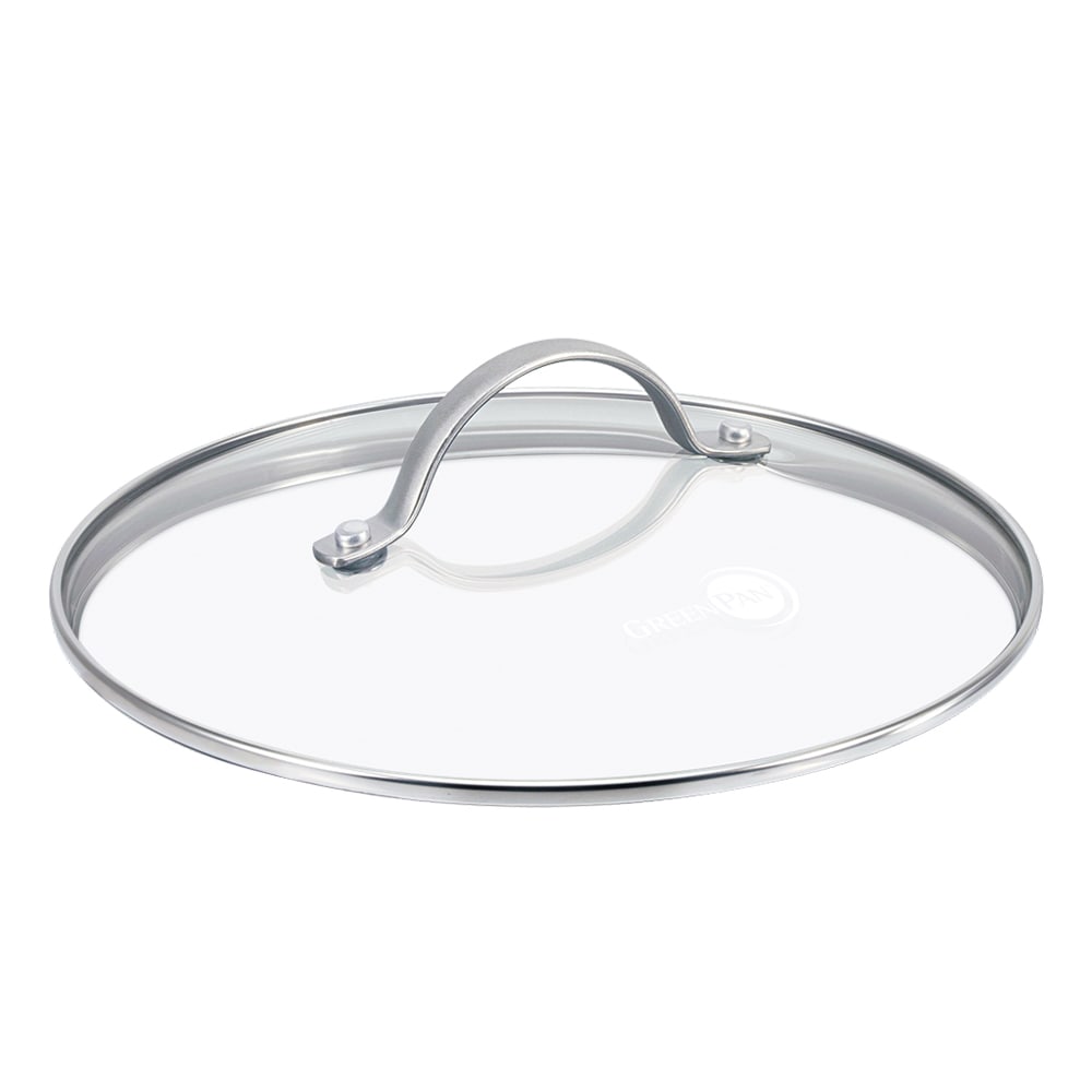 Couvercle 32 cm en verre bord inox transparent / cristal