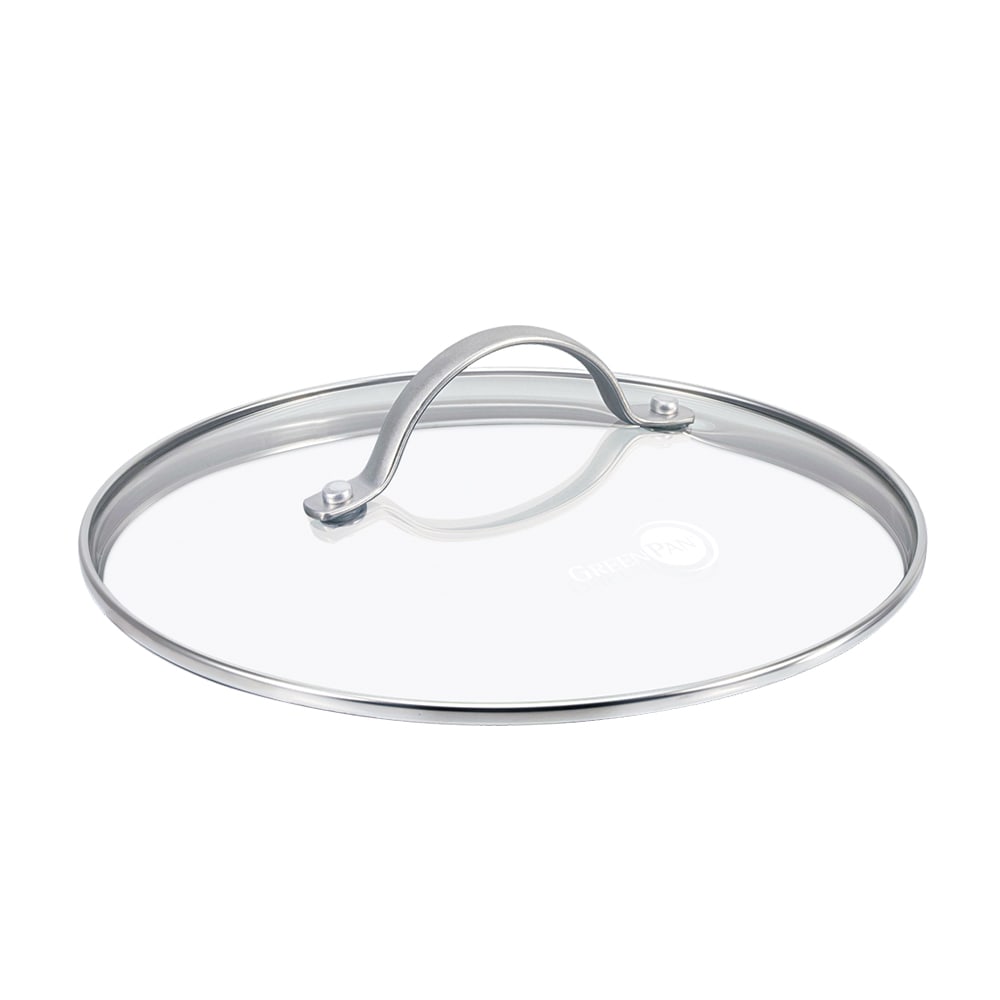 Couvercle 28 cm en verre bord inox transparent / cristal