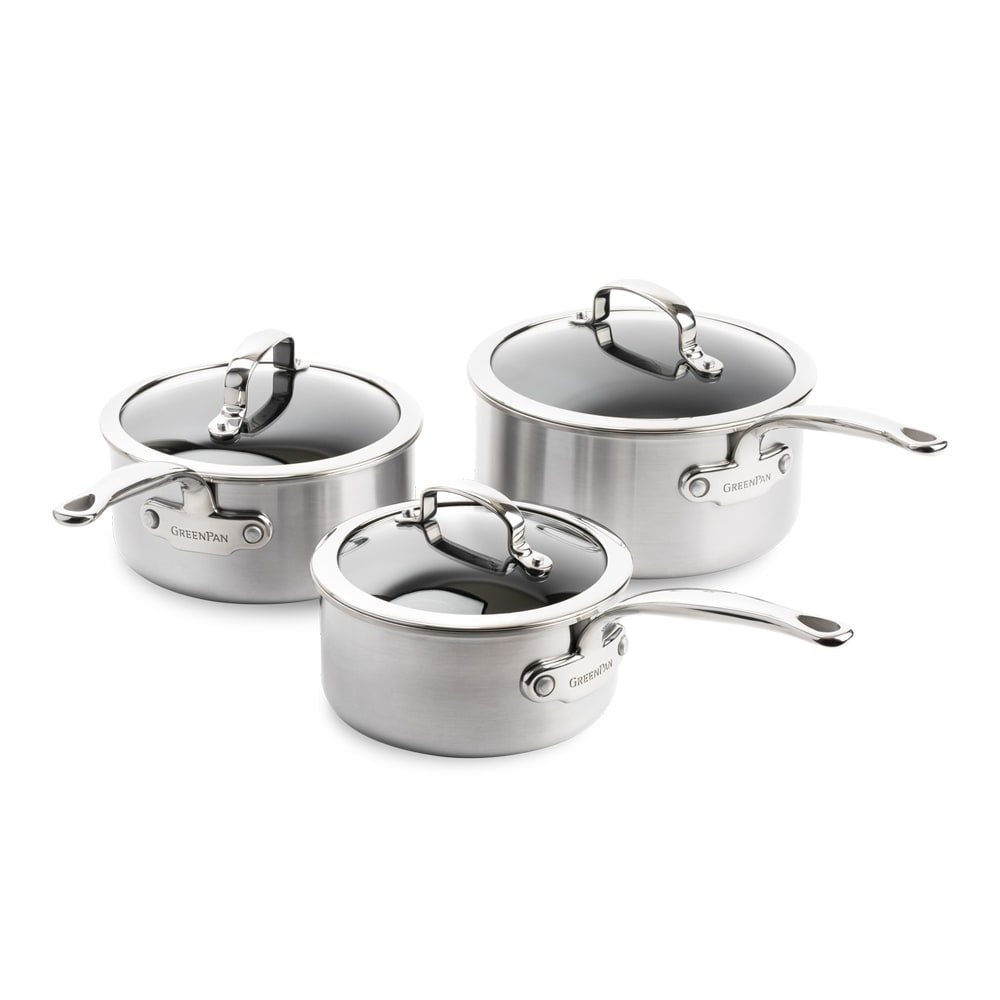Série de 3 Casseroles 16 cm, 18 cm et 20 cm avec Couvercle argent