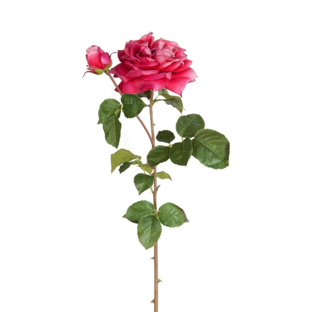 Tige de rose ouverte artificielle rose H80