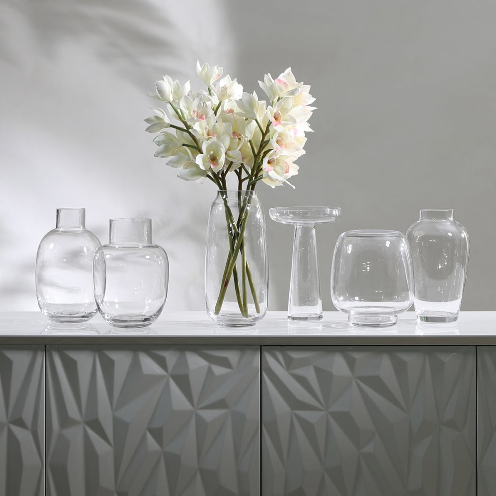 Vase décoratif arrondi en verre transparent h25 — vue 4