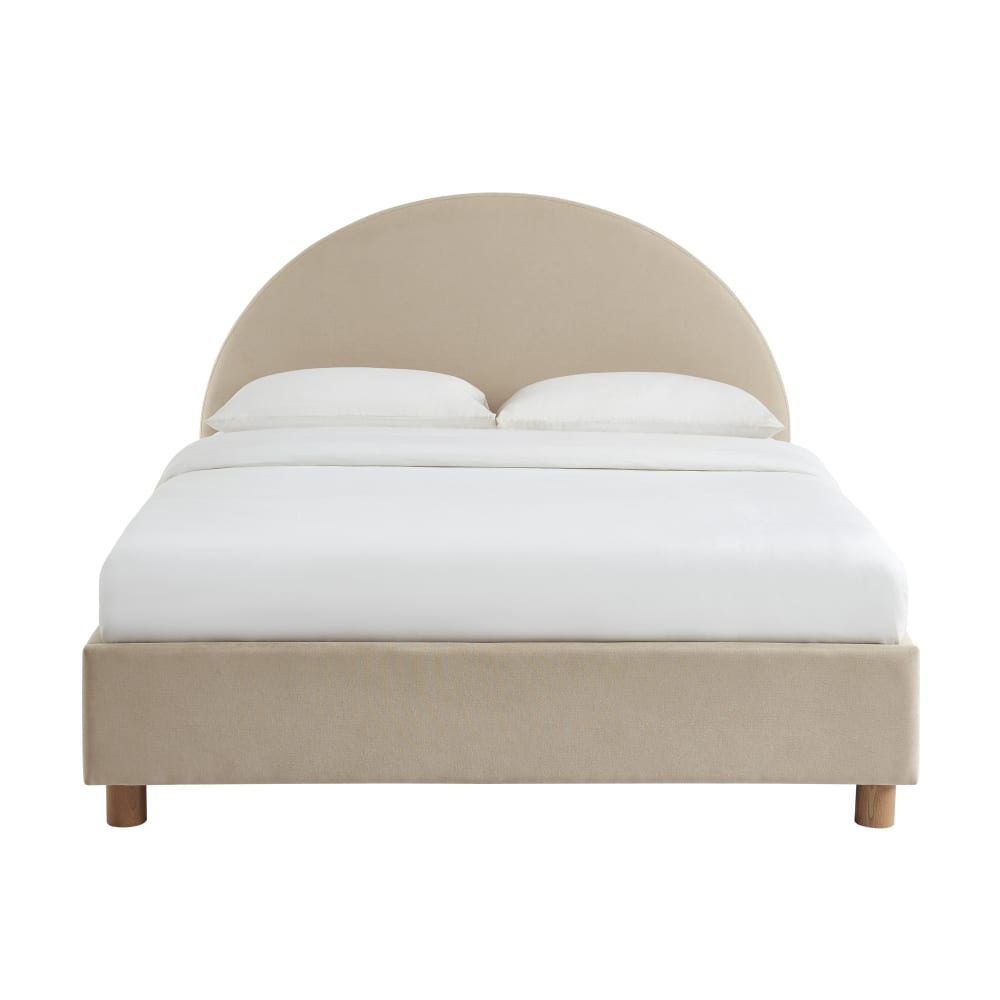 Lit coffre velours beige - sable
