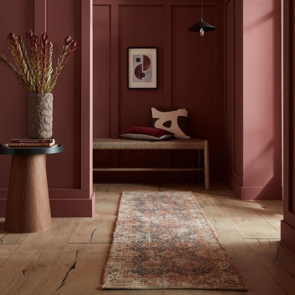 Flair Rugs Tapis en jute motifs traditionnels rouge et bleu Beige