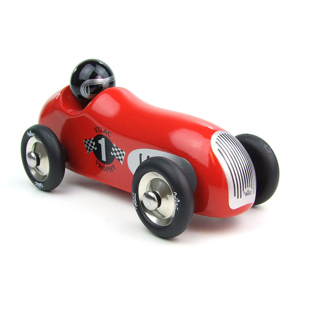 VILAC Voiture old sport rouge en bois  - Fabriqu&eacute; en France