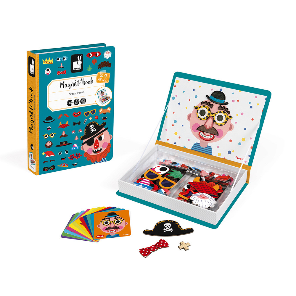 Janod Magnéti'book visages et personnages style contemporain Bleu Carton - 19x26x4cm