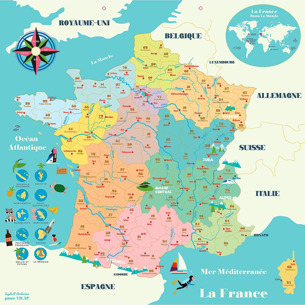 Carte de france magnétique 50 x 44 cm - Maisons du Monde