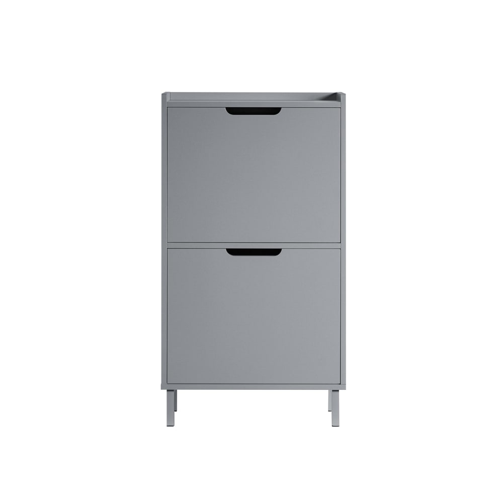 Armoire à chaussures 2 abattants effet bois gris