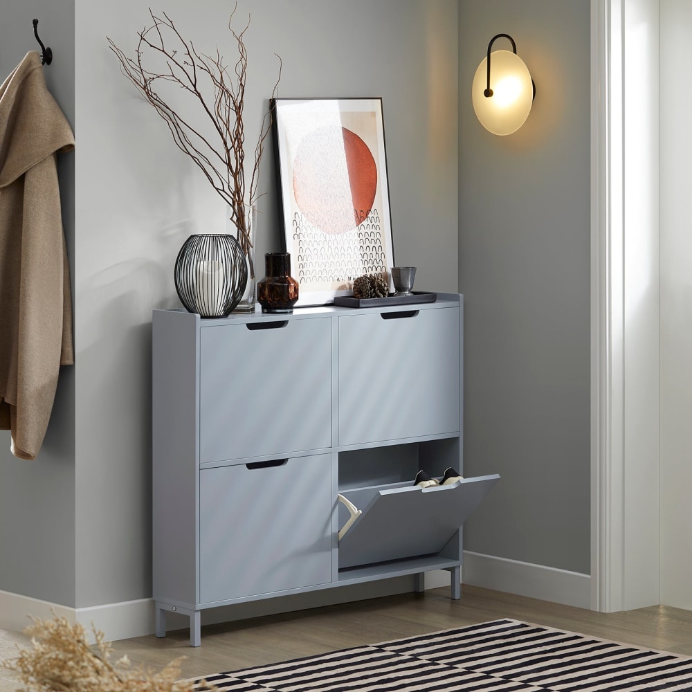 Armoire à chaussures 4 abattants effet bois gris - Maisons du Monde