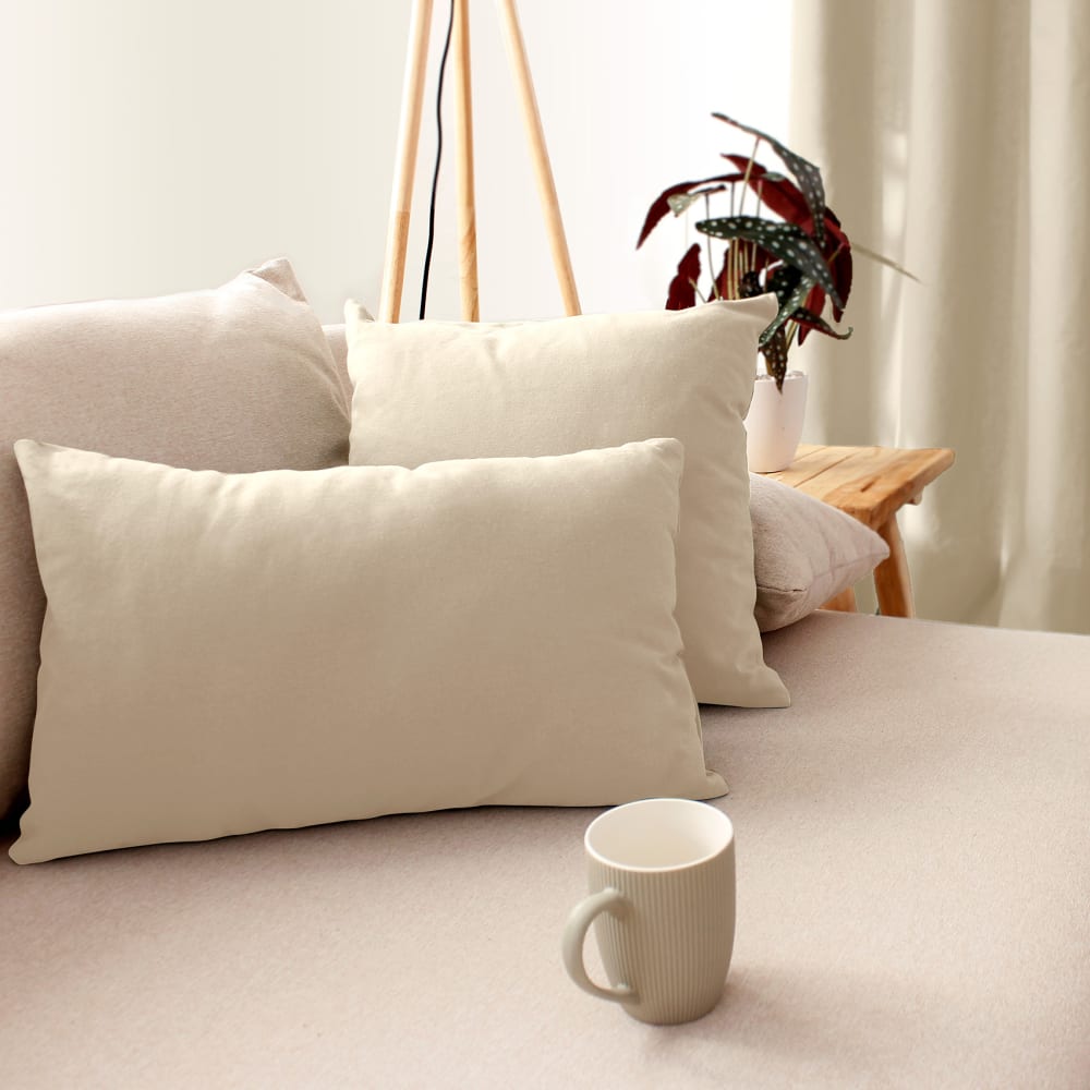 Coussin uni effet bachette déhoussable écru 60 x 60 cm — vue 4