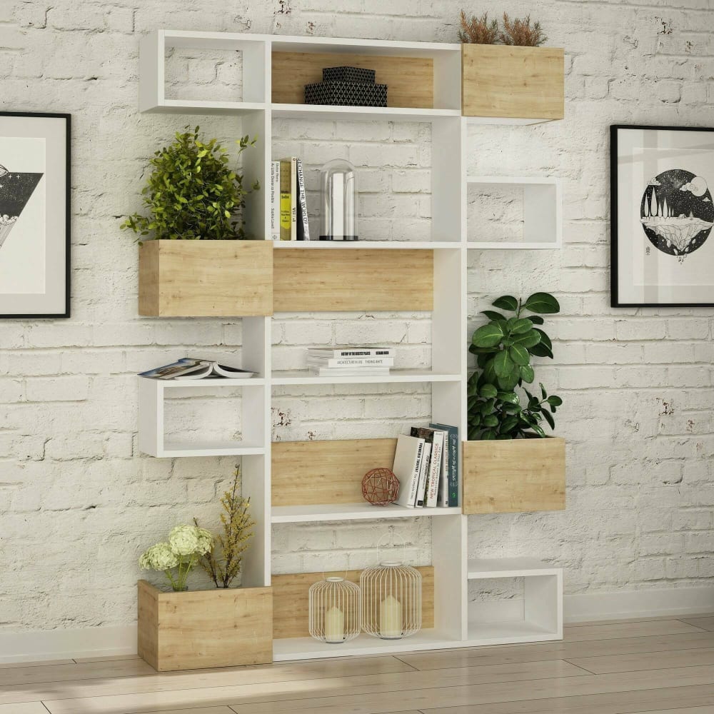 Bibliothèque effet bois blanc et beige 120x25 cm - Maisons du Monde