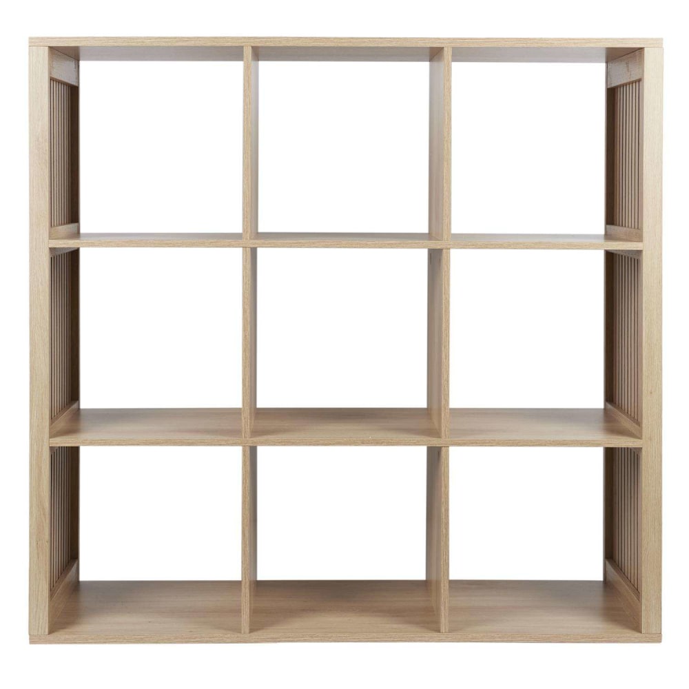 The Home Deco Factory Etagère de rangement 9 cases en bois marron style contemporain Marron Bois - 102x99x32cm