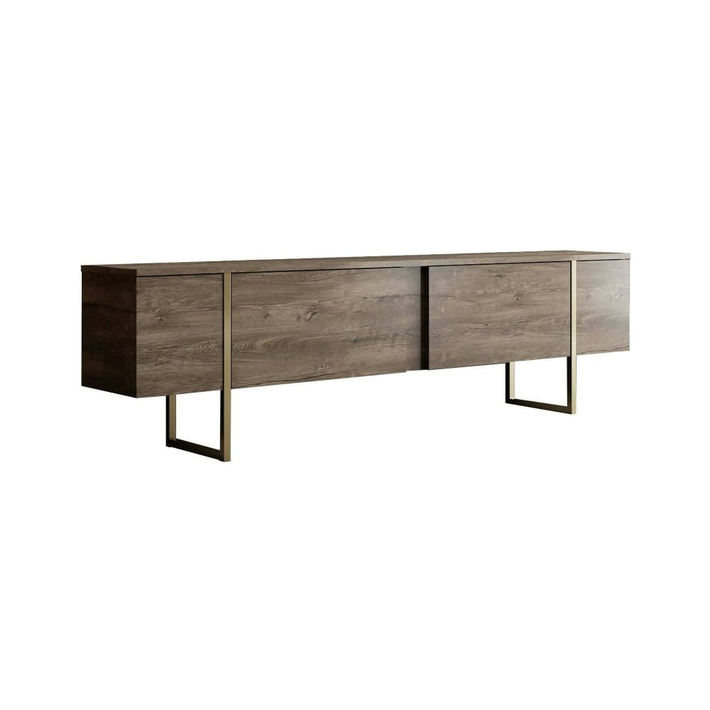 Meuble TV en bois mélaminé brun noyer