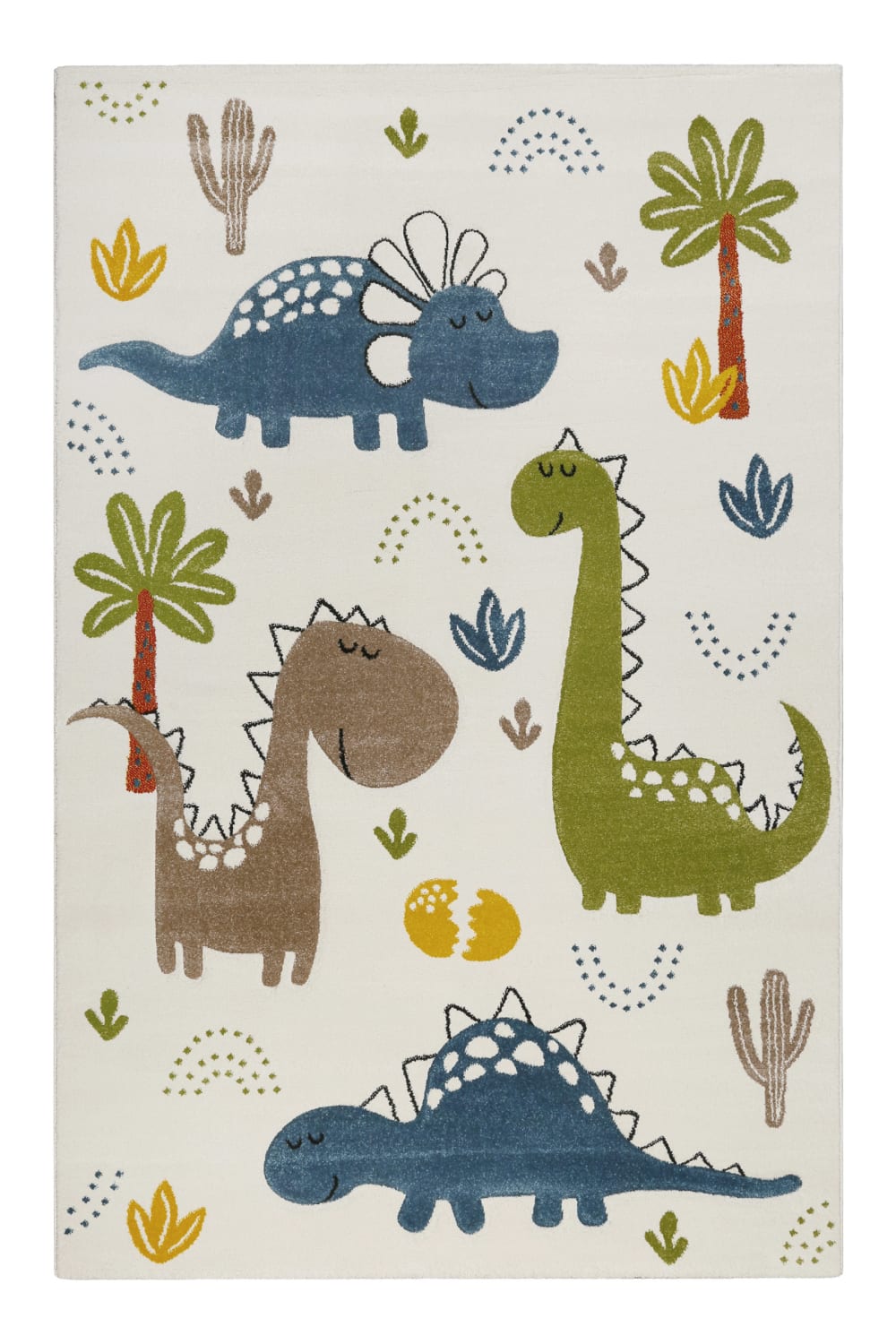 Smart Kids Kinderteppich mit Dinosauriermotiv in Beige und Sand Relief 120x170 style modern WEISS Öko-Tex Zertifikat PVC - POLYVINLYCHLORID Kinder