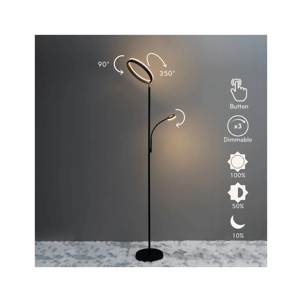 Lampadaire en métal et aluminium noir 180 cm — vue 4