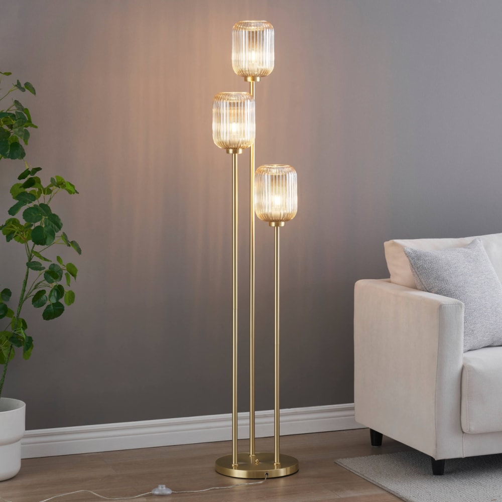 Stehleuchte aus Metall und Glas 160 cm, Gold / Messing - Maisons