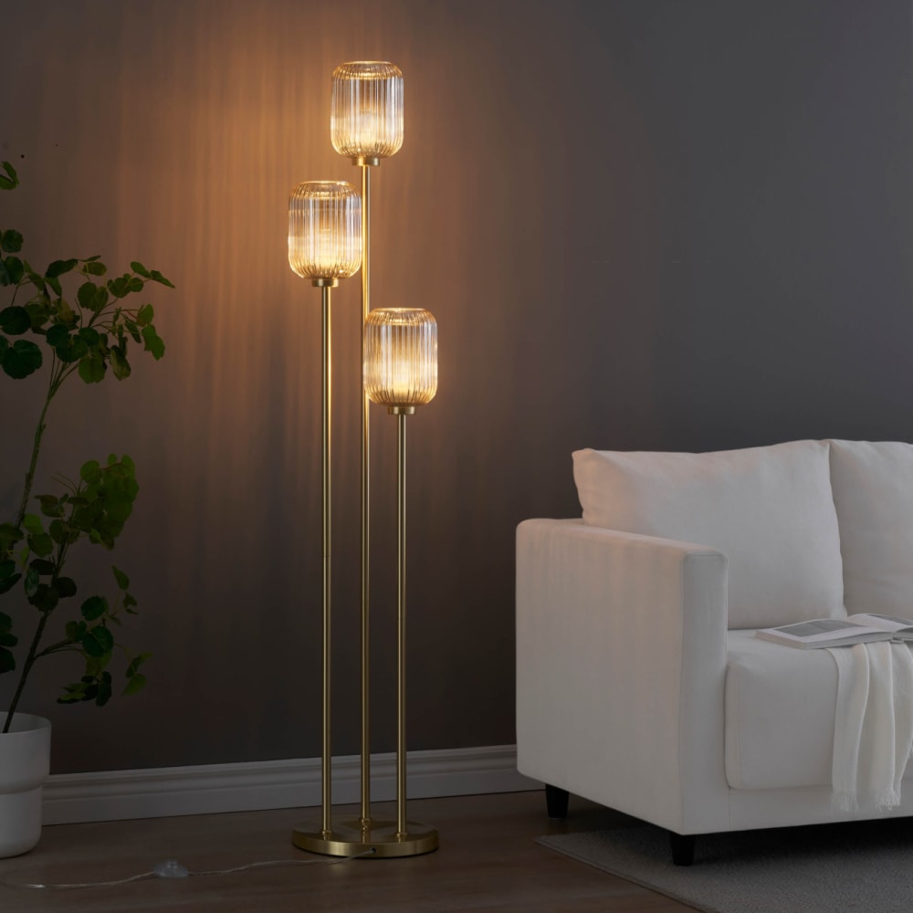 Lampadaire en verre doré / laiton 160 cm — vue 4