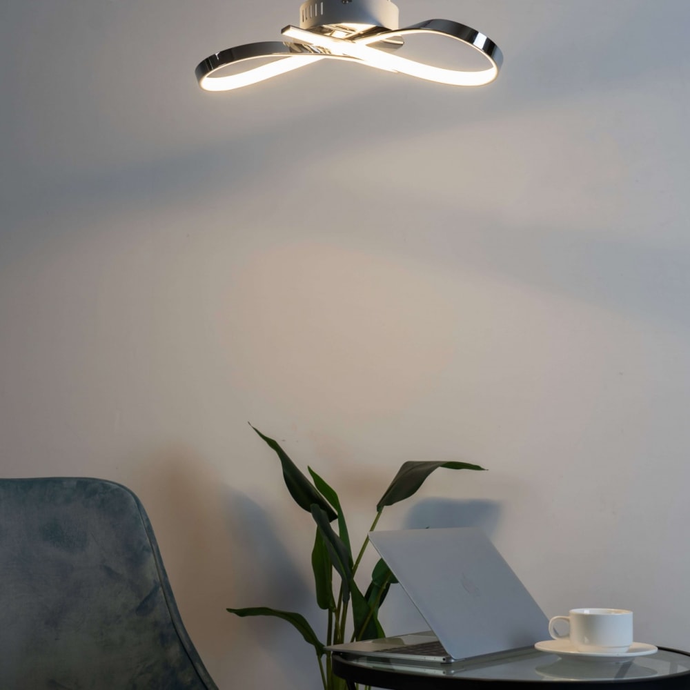 Plafonnier en métal et pvc argenté / chromé 45 cm — vue 4