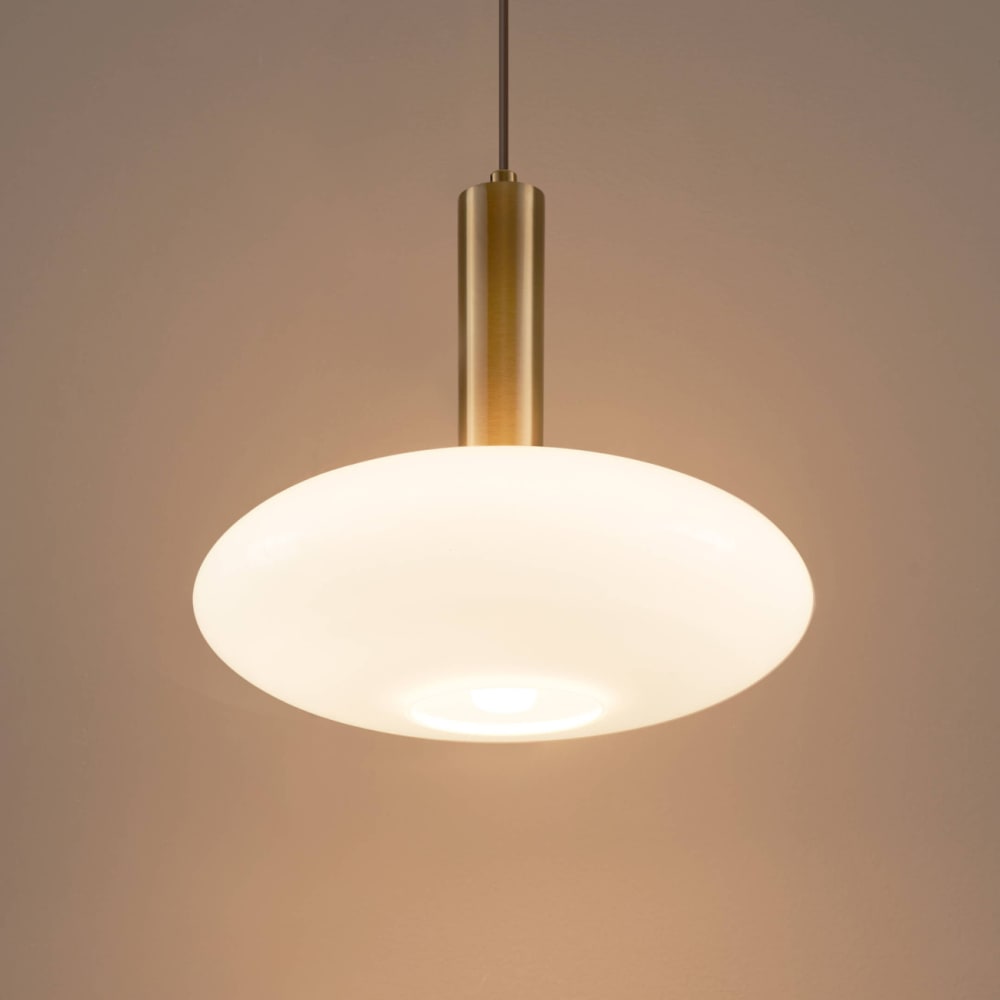 Suspension en verre blanc et doré 30 cm — vue 4