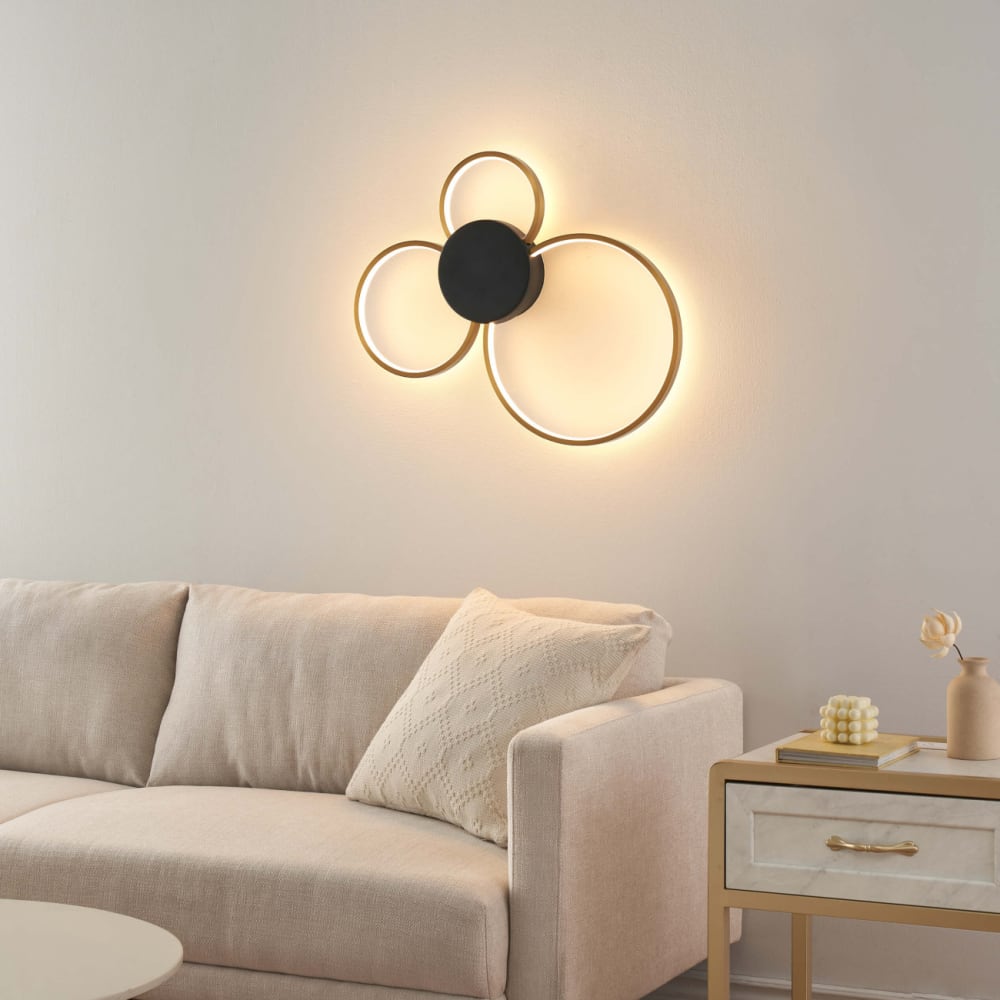 Plafonnier en acier, aluminium et silicone noir et doré 47 cm — vue 3