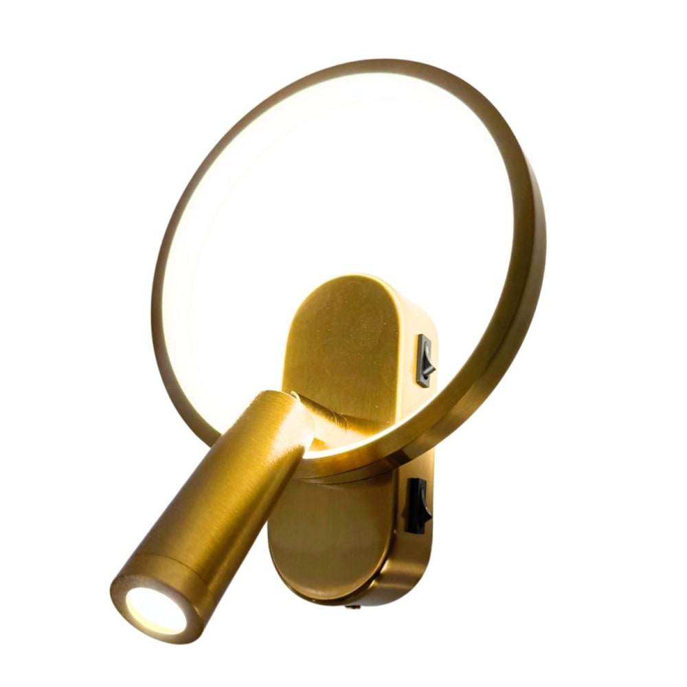 Kosilum Wandleuchte aus Stahl, Aluminium und Silizium 25 cm, Gold / Messing Gold Metall