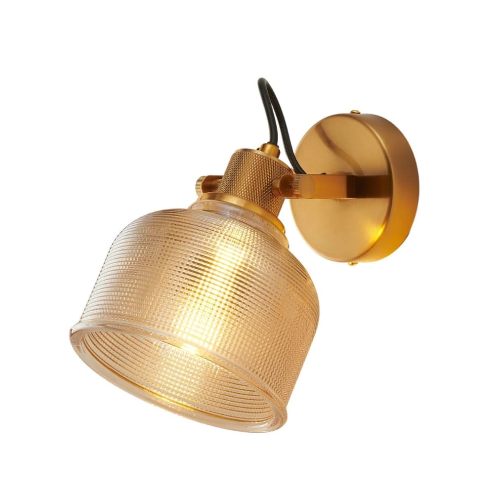 Kosilum Wandleuchte mit Kuppel aus texturiertem bernsteinfarbenem Glas -Vela Gold Glas