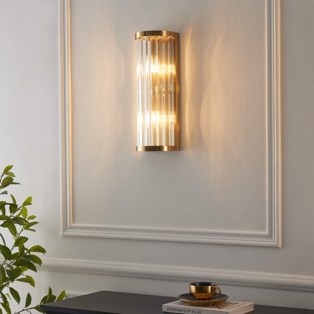 Applique en verre transparent et doré 45 cm - Maisons du Monde